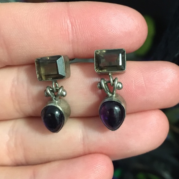 Smoky quartz 92.5 silver earrings - Picture 3 of 3